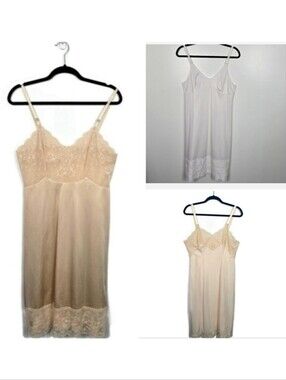 Vintage Lace Trim Slip Chemise Bundle White Cream Size 34-38